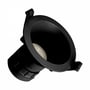 SpectrumLED 7W CCT-indbygningsspot set skråt fra undersiden med den dybe sorte front og monteringsfjedrene synlige.