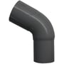 Plastmo 60 graders bøjning, 110mm diameter, set fra siden i mørkegrå plast.