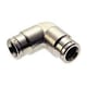 Norgren PUSH-IN vinkelsamler i forniklet messing til 8 mm slanger, med kompakt og korrosionsbestandigt design.