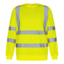 Forside af Engel sweatshirt model 8041-253 i gul, størrelse 3XL, med reflekterende sikkerhedsbånd over skuldre og rundt om arme og krop.