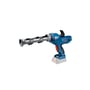 Bosch GCG 18V-310 fugepistol ses fra siden uden batteri, med patronholder og stempelstang trukket frem.