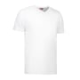 ID Identity T-TIME t-shirt med v-hals i str. M, en tætsiddende hvid herre T-shirt med smal halsrib på hvid baggrund.