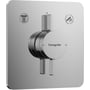 Hansgrohe DuoTurn brusearmatur med to greb og trykknap i krom, firkantet design og blank overflade.