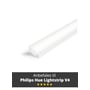 LightSolutions vinklet aluprofil med 1 meter længde, inklusive milky cover og tekst om anbefaling til Philips Hue Lightstrip V4.