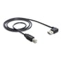 DeLock EASY-USB 2.0-kabel på 1 meter ligger oprullet med det vinklede USB-A-stik og USB-B-stik synlige.