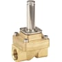 Danfoss EV250B 10BD magnetventil med messinghus og G 3/8 tilslutning, viser ventilens tvangsservostyrede design.
