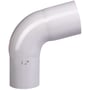 Plastmo 90 graders bøjning, 110mm diameter, hvid plast, med indgraveret 75 grader markering.