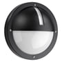 SG Armaturen Uno 1100 LED væglampe i sort aluminium med integreret skumringsrelæ, 270mm diameter og IP65 klassificering.