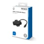 Nærbillede af Deltaco USB-C hub i sort, fremhæver USB-A porten og DELTACO logoet på USB-C stikket.