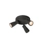 PURI CW væg- og loftlampe fra SLV i sort. Lampen har tre justerbare spots og GU10 fatning, vist på hvid baggrund.