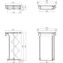 Vogels PPL 2100 projektor lift system tekniske mål, vist som tegning med dimensioner i millimeter.
