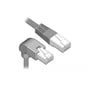 Tegning af DeLock Cat.6A S/FTP-netværkskabel på 0,5 meter med et lige og et nedadvinklet RJ45-stik.