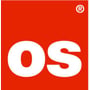 Logo med 'OS' i hvidt på en rød baggrund, registreret varemærke.