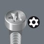 Illustration af TORX BO-skrue med fremstående tap, der passer i Wera-bitten TX10 på 89 mm.