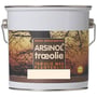 ARSINOL® træolie i farven ceder/lærk i en 2,5 liters metalspand med etikette og solnedgangsmotiv.