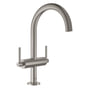 Grohe Atrio håndvaskarmatur, 2-grebs, L-Size, m/ push-up bundventil, Supersteel