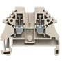 Weidmüller gennemgangsklemme WDU 2.5 N ZQV Compact i beige, med skruetilslutning for 2,5mm² ledere, vist frontalt.