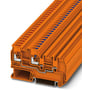 Phoenix Contact PTIO-IN 2,5/3 sensor-/aktuatorklemme i orange med Push-in tilslutning og synlige kontakter.