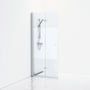 Svedbergs Skoga foldeskærmvæg på 67 cm set forfra med halvfrostet glas, hængsler og integreret greb.