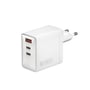 Hvid 4smarts Wall Charger GaN Pocket set skråt forfra med tre porte og 100 W mærkning på siden.
