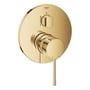 Grohe Essence New etgrebsbatteri Ø158mm med 3-vejs omskifter i poleret messing med metalgreb og vægplade.
