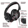 Illustration af Verbatim TruSound Pro Bluetooth ANC-headset med markeringer af knapper, porte og justerbar bøjle.