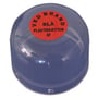 Assa Abloy plexiglashætte model 182.034 med rød advarselsetiket på den blå plastikhætte.