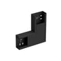 Wibe WGX-S fladvinkel i sort RAL9017/30 med dimensioner 110x52 mm, vist med monteringshuller.