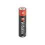 Et enkelt Verbatim alkaline AAA-batteri med rød top og sort cylinder krop, der viser plus-symbol og logo.