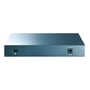 Bagpanelet af TP-LINK LiteWave LS108G 8-ports Gigabit desktop switch, med stik til strømforsyning og reset-knap vist.