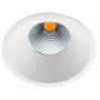 SG Armaturen Junistar Soft TW downlight i hvid aluminium med justerbar lysfarve og 42 graders spredning, vist på hvid baggrund.