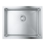 Grohe K700 stålvask set ovenfra, med synlig kurveventil og Grohe logo, måler 540 x 440 mm.