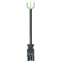 Oversigtsbillede af et sort Wieland GST18I3 kabel, der forbinder en han-stik til afisolerede ledninger med 1,5mm2 leder.