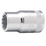 Bahco 1/2" tolvkant topnøgle i 22 mm størrelse, med indvendige tolvkantede kæber og rillet yderside.