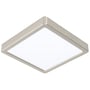 EGLO Fueva-Z loftlampe i grå metal med en firkantet, mat hvid lysflade, måler 210x210 mm.