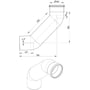 Målskitse af Blücher EuroPipe-bøjning med længde 250 mm og diameter Ø160 mm samt teknisk stregtegning.