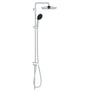 Grohe Vitalio START System 250 brusehovedsystem i krom med blank finish, rund hoved- og håndbruser samt 1500 mm slange på hvid baggrund.