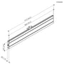 Teknisk tegning af Vogels PFB 3409 Interface Bar, 915 mm lang, sort, med alle dimensioner angivet.