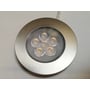 ID-LED 12 V-spot set forfra med sølvfarvet ring og synlige LED-elementer bag den mønstrede glasflade.