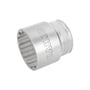 Bahco tolvkanttop med 1/2" firkant og 15 mm tolvkant, fremstillet i højglanspoleret højtlegeret stål med rulleteret overflade.