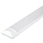 V-TAC LED-armatur på 50 W set skråt fra enden, så den lange, hvide lysflade og endestykket ses.
