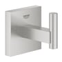 GROHE START CUBE krog i metal med Supersteel finish, 54x60 mm. Krogen har et firkantet monteringsbeslag og en cylindrisk bøjle.