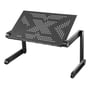 Deltaco OFFICE bærbare laptopbord i sort aluminium med perforeret overflade og justerbare ben på hvid baggrund.