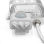 Videx LED-projektørens PIR-sensor ses med tre drejeknapper til indstilling af følsomhed, lysniveau og tid.