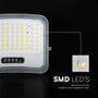 V-TAC solcelle-LED-projektør VT-105W med udsnit af de små SMD-lysdioder i lampens front.