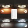 Philips Hue Being loftslampe og Hue Dimmer switch viser forskellige indstillinger fra varmt til køligt hvidt lys.