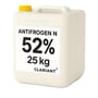 Antifrogen N-glykol fra Clariant set forfra i en dunk, hvor etiketten viser 52 % koncentration og 25 kg.