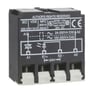 Schneider Electric interface relæ LA4-DWB med tekniske diagrammer og mærkater, der viser 24V DC styrespænding.