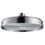 Hansgrohe Axor Montreux/Carlton hovedbruser i krom, Ø 240 mm, med RainAir stråletype og metal stråleskive på hvid baggrund.