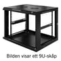 Toten System Z 19" vægskab, 15U, 600x600mm, vist fra et skråt vinkel med glasdør og toppen med blæsere.